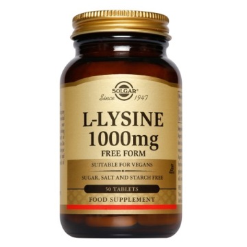 Solgar L-lysine 1000mg 50t Zdrowa Skóra, Włosy, Paznokcie, Synteza Kolagenu
