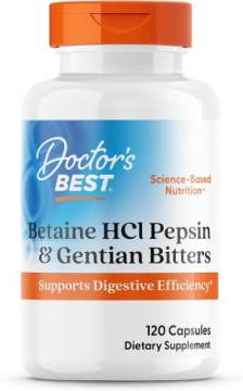 Doctor's BEST Betaine HCl Pepsin & Gentian Bitters 120k Trawienie Białek