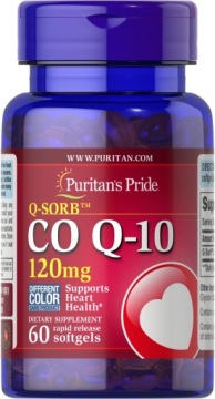Koenzym Q10 120mg 60k Zdrowe Serce Krążenie Puritan's Pride Antyoksydant