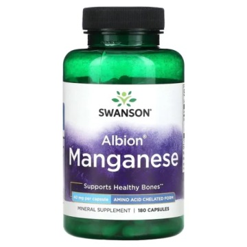 Swanson Albion Manganese 40mg 180kap Chelat Manganu Mocne Kości