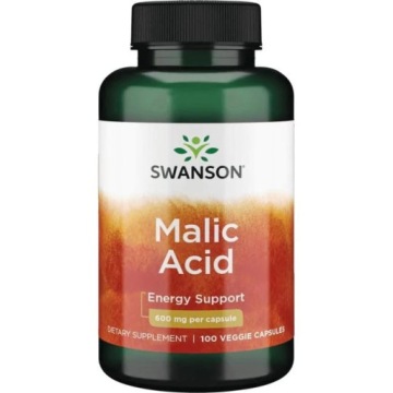 Swanson Malic ACID 600mg 100kap KWAS Jabłkowy Energia Komórkowa
