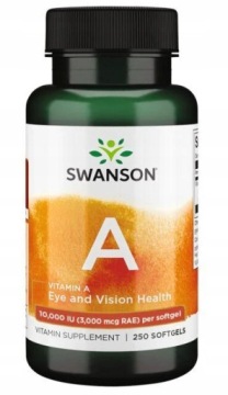 Swanson Witamina A 10000J Retinol Wzrok Skóra 250k Odporność