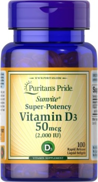 Puritan's Pride Witamina D3 2000IU 50mcg 100k Odporność Kości ZĘBY Mięśnie