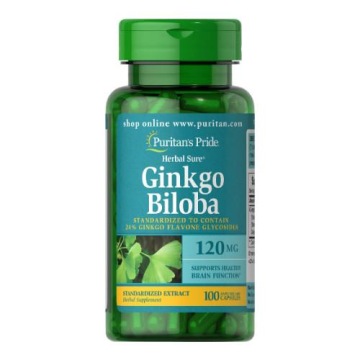 Puritan's Pride Ginkgo Biloba 120mg 100k Extract MÓZG Pamięć Koncentracja