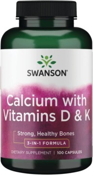 Swanson Calcium with Vitamins D&K 100kap WAPŃ z WIT D&K Mocne Zdrowe Kości