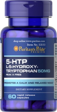 Puritan's Pride 5-HTP 50mg 60k Stres Lepszy Nastrój SEN tryptofan