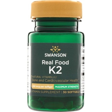 Swanson Real Food K2 200mcg 30kap Krzepnięcie KRWI Zdrowe Kości