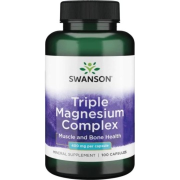 Swanson Triple Magnesium Complex 400mg 100KAP Mięśnie Skurcze Układ Nerwowy