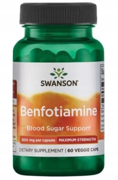 Swanson Benfotiamina 300mg 60kaps Wit B1 Przeciwutleniająca Przeciwzapalna