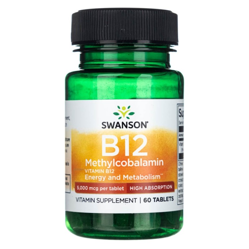 Swanson Witamina B12 60t Metylokobalamina 5000mcg Czerwone Krwinki Energia