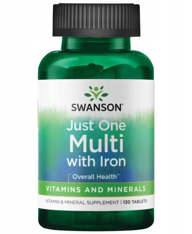 Swanson Just One Multi With Iron Witaminy I Minerały Żelazo 130t