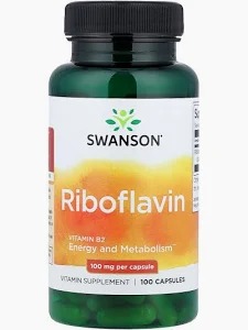 Swanson Riboflavin 100mg 100kap Ryboflawina Witamina B2 Energia Metabolizm