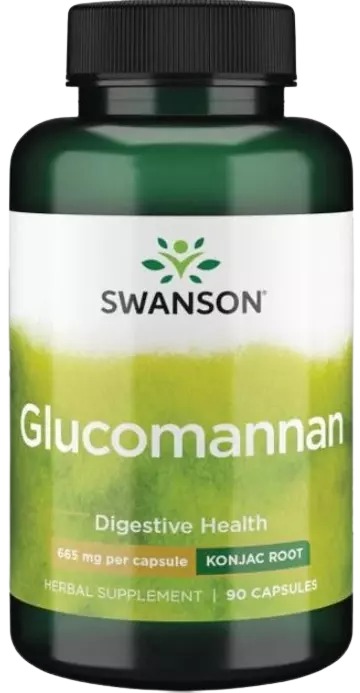 Swanson Glucomannan 665mg 90kap Glukomannan Błonnik Z Korzenia Konjaku