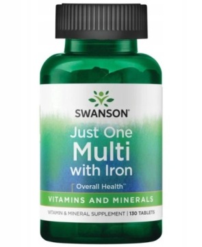 Swanson JUST ONE Multi WITH IRON Witaminy I Minerały Żelazo 130t