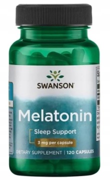 Swanson Melatonina 3mg 120kaps Dobry SEN Regeneracja Zmiana Stref Czasowych