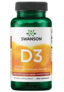 Swanson Witamina D3 2000 250k Kości ZĘBY Mięśnie Odporność Układ Oddechowy