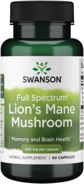 Swanson FULL Spectrum Lion's MANE Mushroom 500mg 60k Pamięć Koncentracja