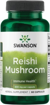 Swanson Reishi Mushroom Lakownica Żółtawa 600mg 60k Stres Serce Odporność