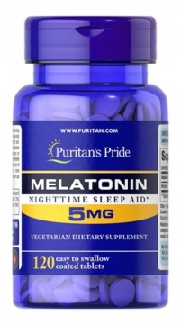 Melatonina 5mg 120tabl Dobry SEN Puritan's Pride Regeneracja Odpoczynek