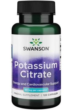 Swanson Potassium Citrate Cytrynian Potasu 99mg 120k Mięśnie Ciśnienie KRWI