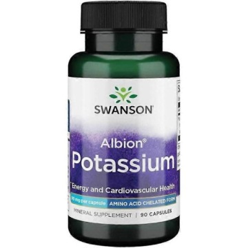 Swanson Albion Potassium 99mg 90kap Potas Serce Energia